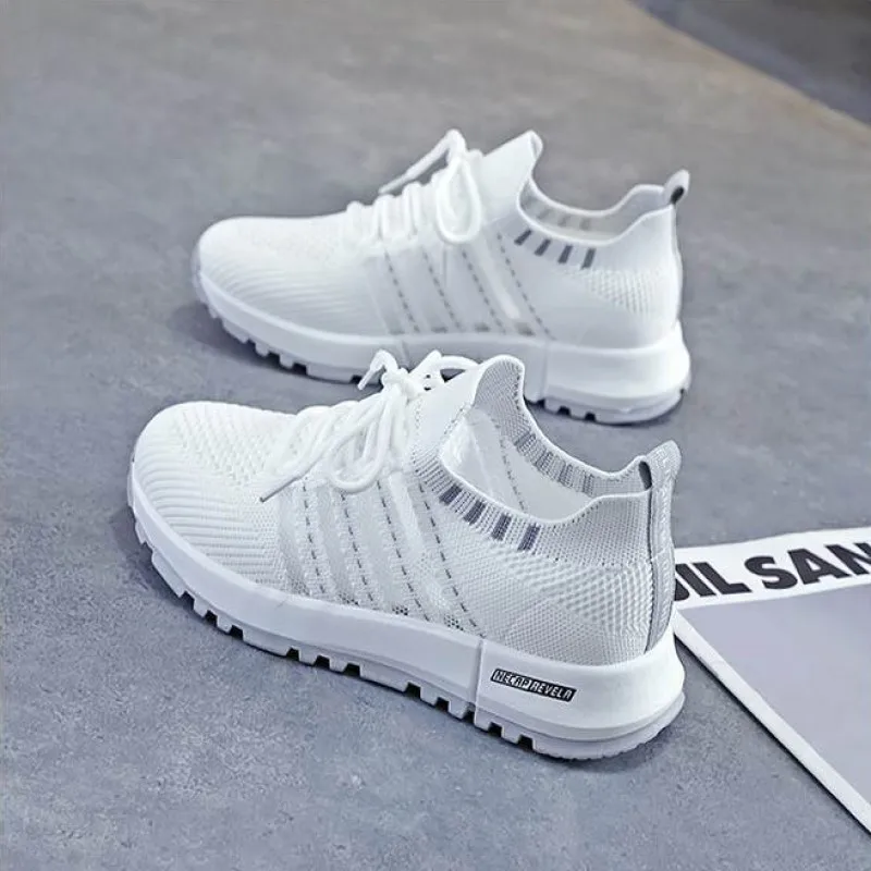 شوز نسائي يسمح بالتهوية حذاء مقوى حذاء رياضي أبيض...