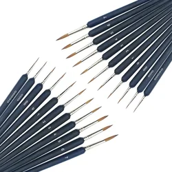 11 - Piece Precision Art Detail Paint Brush Set with Nylon Bristles for Versatile Artistic Techniques (22pcs Black Detail)