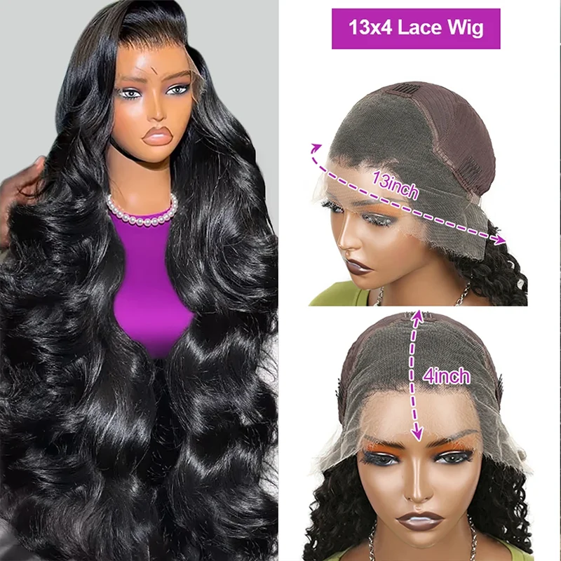 40 30 Inch 13x6 Body Wave Human Hair Frontal Wig 13x4 HD Lace Natural Black Front Wig Human Hair Glueless 5x5 HD Closure Wigs