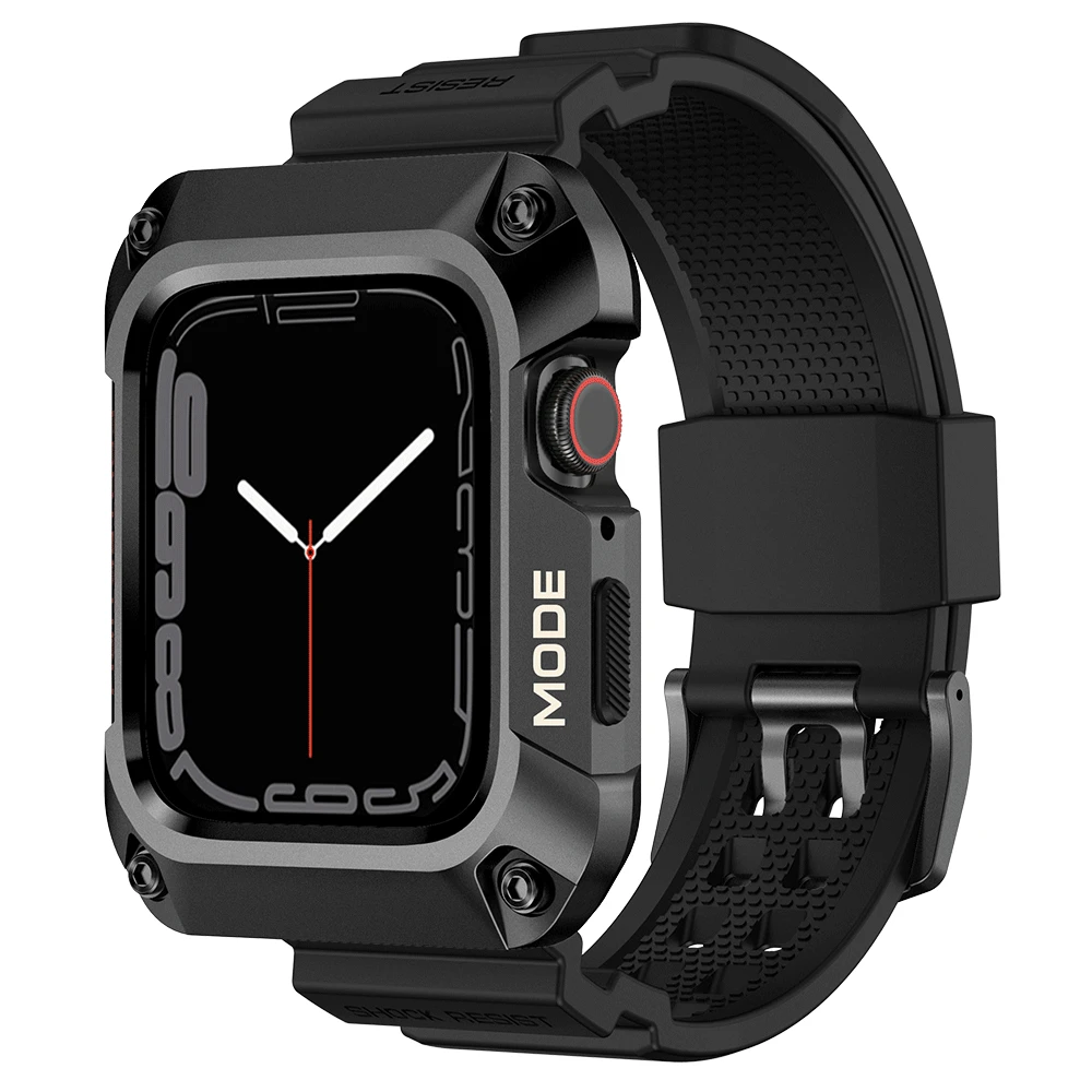 

Bands Case for Apple Watch Strap Series 7 45mm Stainless Steel Bumper Armor with TPU Military Strap for iWatch SE 6 5 4 44mm