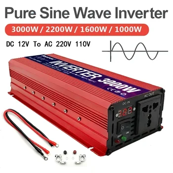 순수 사인파 인버터 태양광 인버터, 휴대용 파워 뱅크 컨버터, DC 12V-AC 110V 220V 피크 전력 1000W, 1600W, 2000W, 3000W