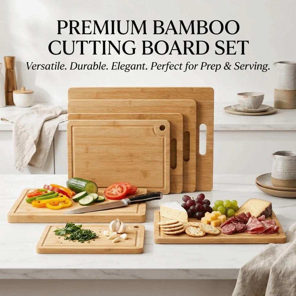 Sustainable Bamboo Cutting Board - Durable & Portable Double-Sided Chopping Board