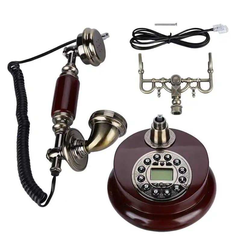 Antique Corded Telephone Fixed Digital Retro Phone Button Dial Vintage
