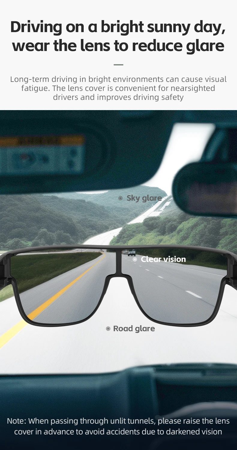 ROCKBROS Fahrradbrille, polarisierte Clip-On-Sonnenbrille mit übergroßem Rahmen für Myopie, wind-/sandfeste Schutzbrille für Herren und Damen – Detail 8