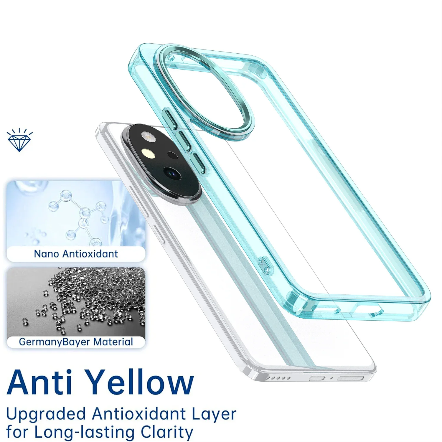 Fashion Metal Frame Anti-Yellow Transparent Phone Case Cover