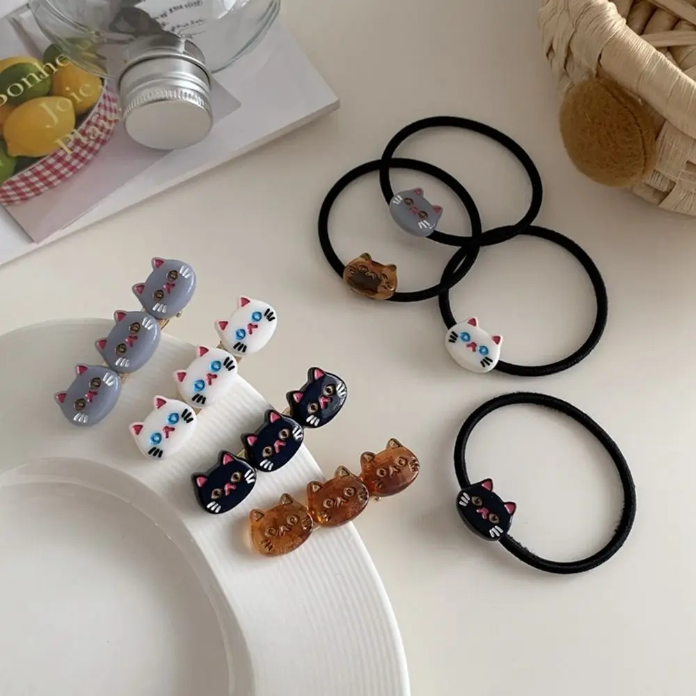 

Модная Заколка-пряжка с изображением животного, пушистого кота, головной убор в Корейском стиле, кошка, веревка для волос, женские аксессуары для волос