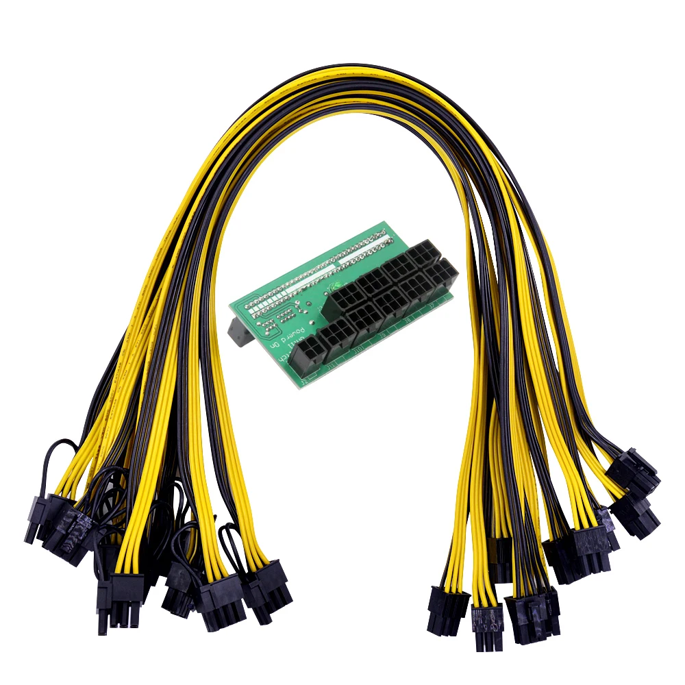 

Ethereum ETH ZEC Mining Server Power Supply 12V GPU / PSU Breakout Board 9pcs 18AWG PCI-E 6 Pin To 6+2 Pin Cables Power AdaCD