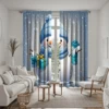 2pcs set HD Christmas gift snowman decoration curtain Blue tie digital printed curtain Home Decoration style Decoration livin 6
