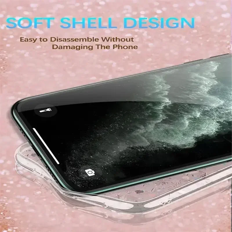 Silver Foil Bling Glitter Silicone Phone Case Cover
