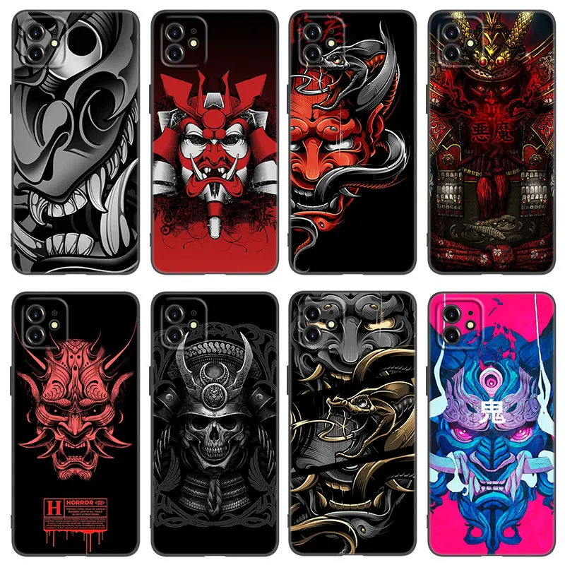 Fashion Samurai Demon Phone Case Per Apple Iphone 13 12 Mini 11 Pro Xs Max Xr X 8 7 6S 6 Plus Se 2022 2020 5 S 5 Soft Black Cover