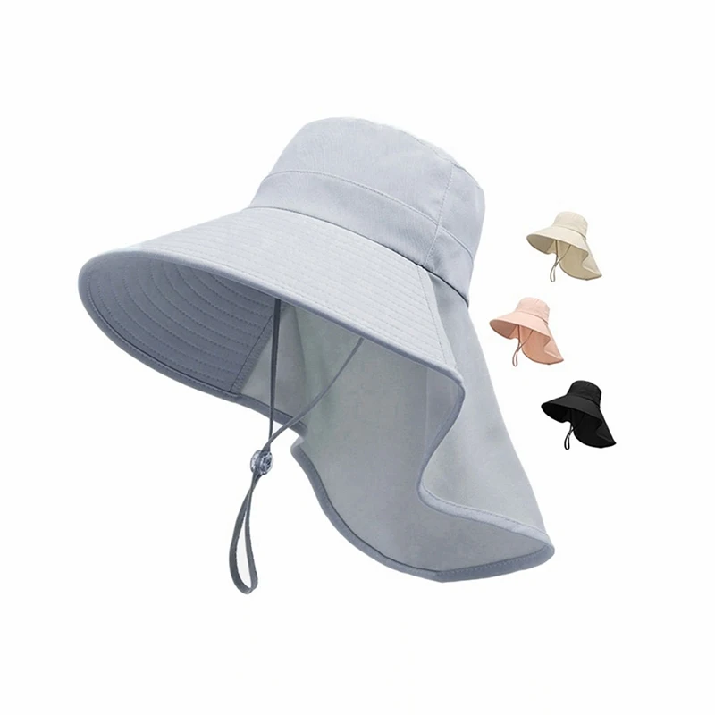 Summer Hats Outdoor UV Anti Neck Protection Sun Visors For Lady Fishing Hiking Wide Brim Shawl Sunscreen Ponytail Caps For Women