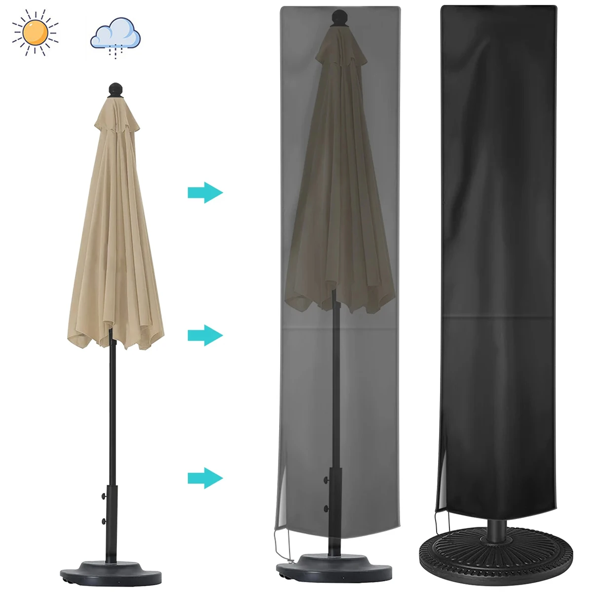 Parasol Cover Outdoor Patio Waterproof Anti-UV Umbrella Protector