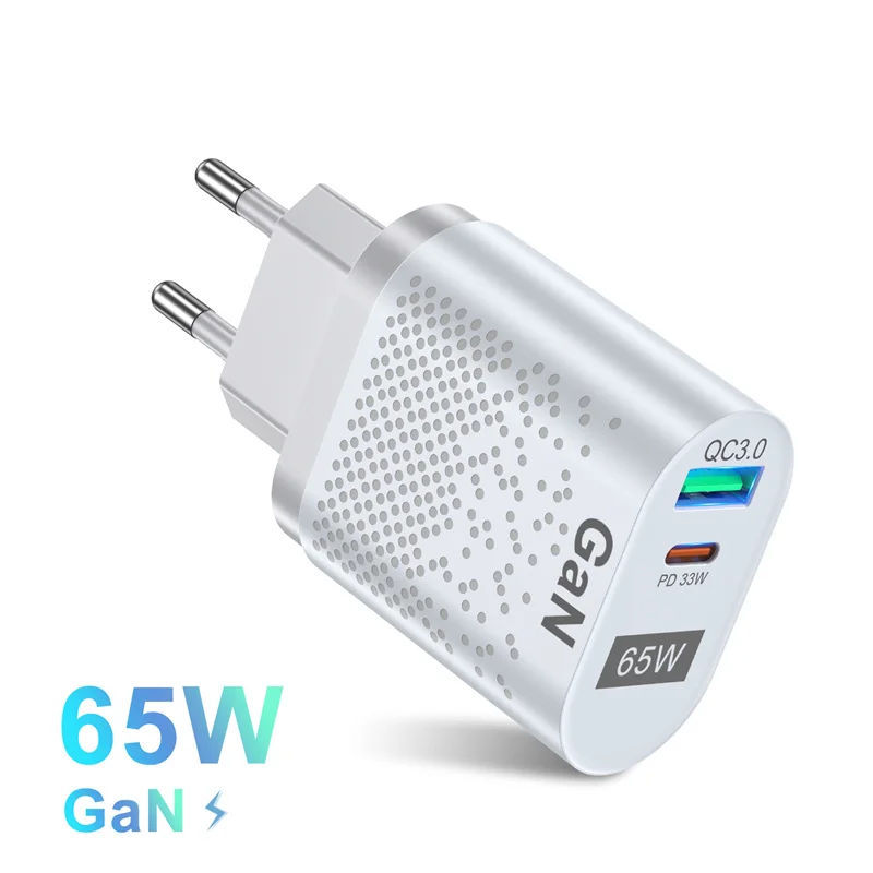 USLION USB PD 65W GaN Wall Charger For MacBook QC 3.0 PD3.0 Type C USB Fast Charger For iPhone 13 12 Pro Max Huawei Samsung S22 charger 65 watt Chargers