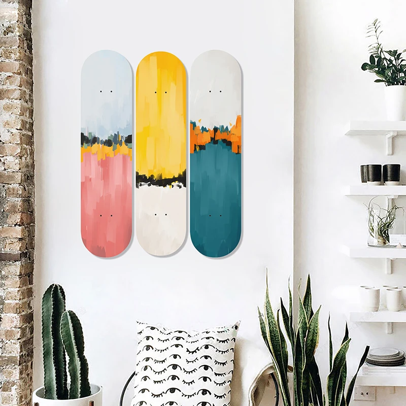 

Pop Wooden Sign Skateboard Wall Decal Skate Deck Mural Pop Art Decorative Boards for Men Cave Gift Home Decor