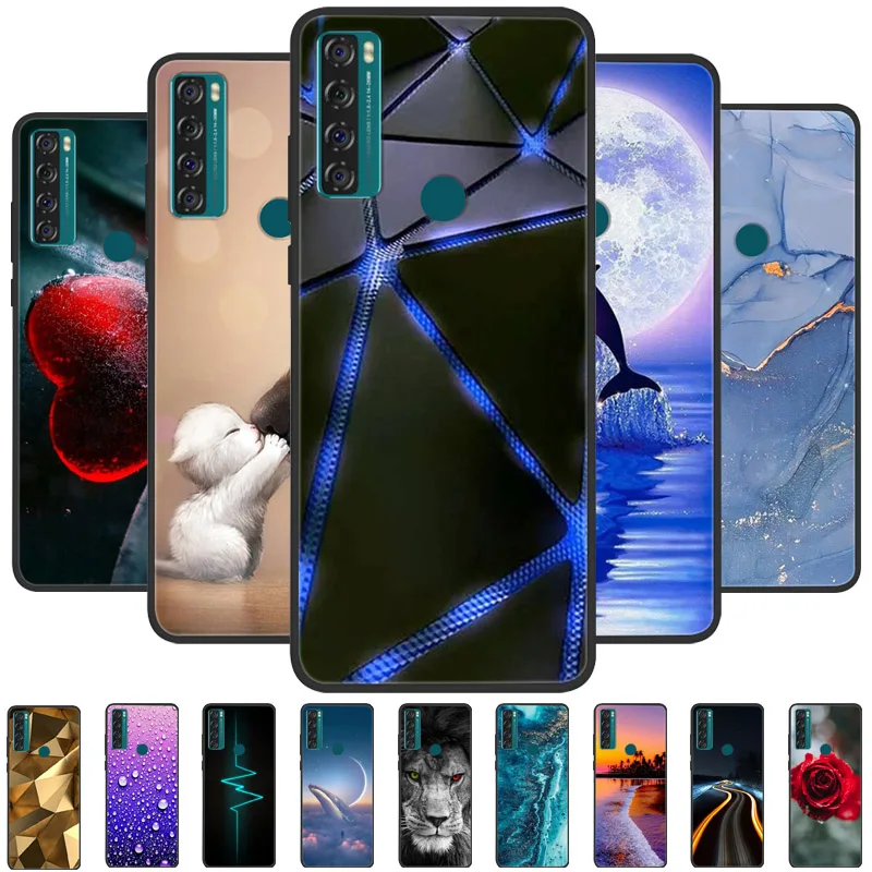 CXKJ Custodia per TCL 20 Se (6.82 Pollice) Nero Cover, Silicone Case Crystal Ultra Thin Morbido TPU Bumper Anti-Scratch Anti Scivolo Protettiva Case Cover per TCL 20 Se - B12
