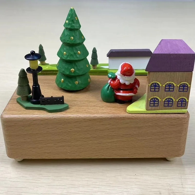 2025, neue Spieluhr aus Holz, Studienhandwerk, Ornament, Geburtstag, Frohe Weihnachten, Geschenk, Uhrwerk, Spieluhren, Heimdekoration – Detail 24