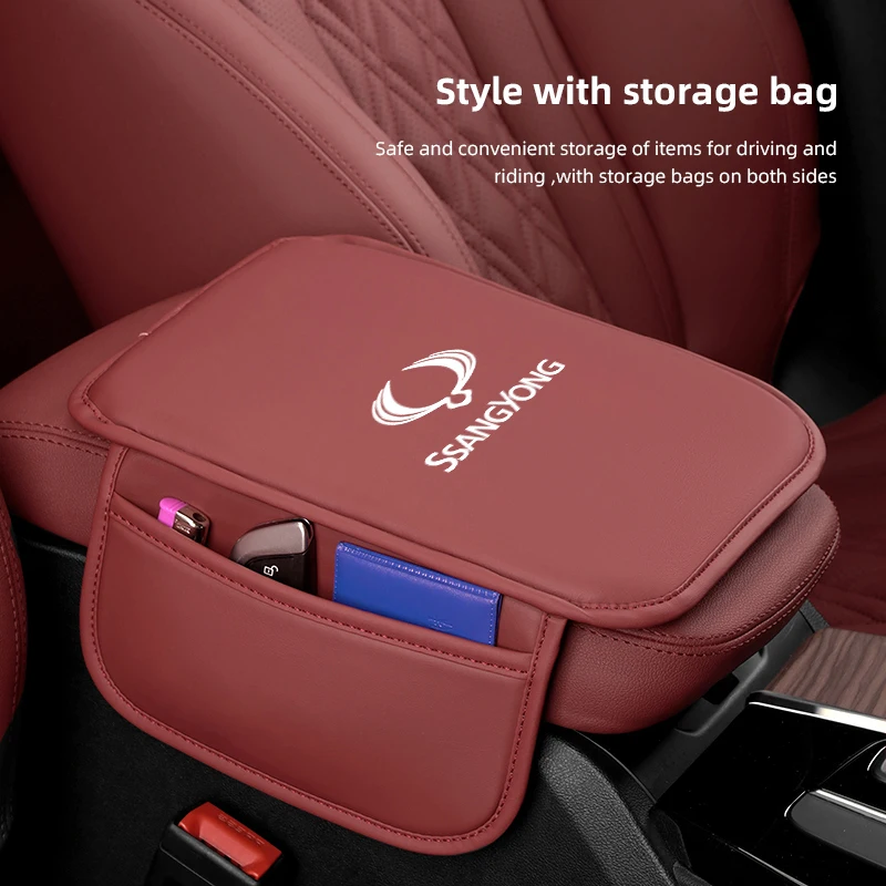 Auto Mittelkonsole Armlehne Box Schutz Pad Lagerung Box Abdeckung Pad Für SsangYong 2019 Korando 2015 Actyon Kyron Rexton RODIUS