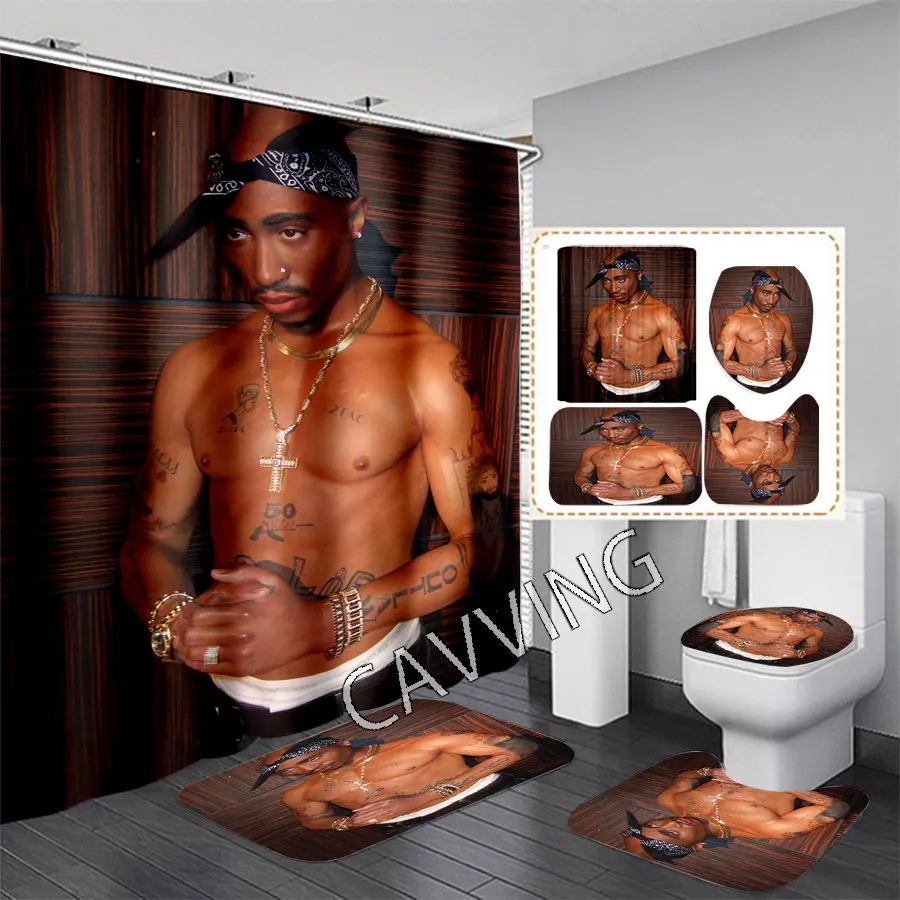 net curtains CAVVING 3D Print TUPAC 2PAC Shower Curtain Waterproof Bathroom Curtain Anti-slip Bath Mat Set Toilet Rugs Carpet Home Decor H02 Curtains best of sale Curtains