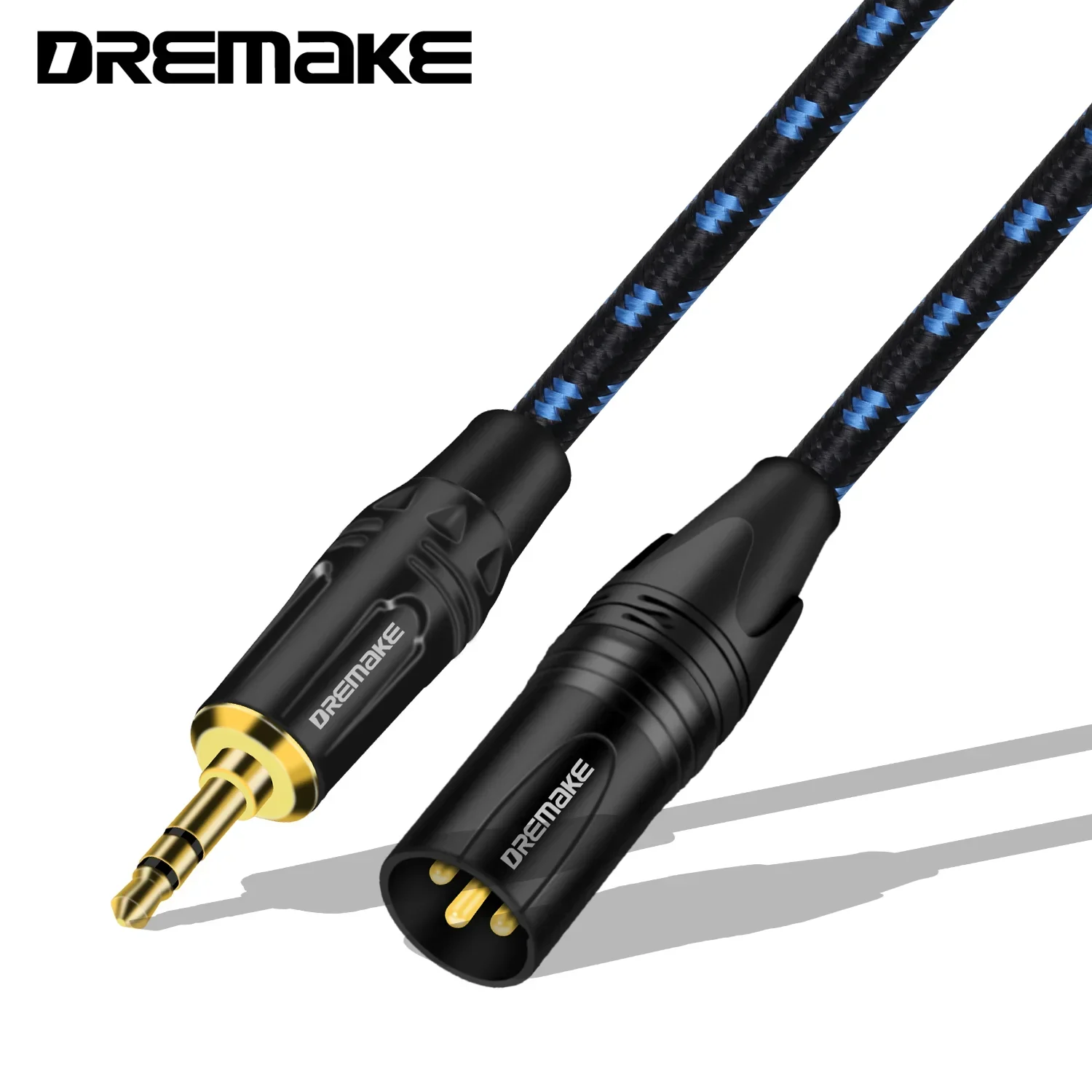 Dremake-cabo de Áudio Xlr para 3.5 mm Cabo de Áudio Auxiliar Não Equilibrado 3.5 mm ou Cabeças Macho para Xlr Adaptador de Pinos Fio Auido para Amplificador de pc e Telefones