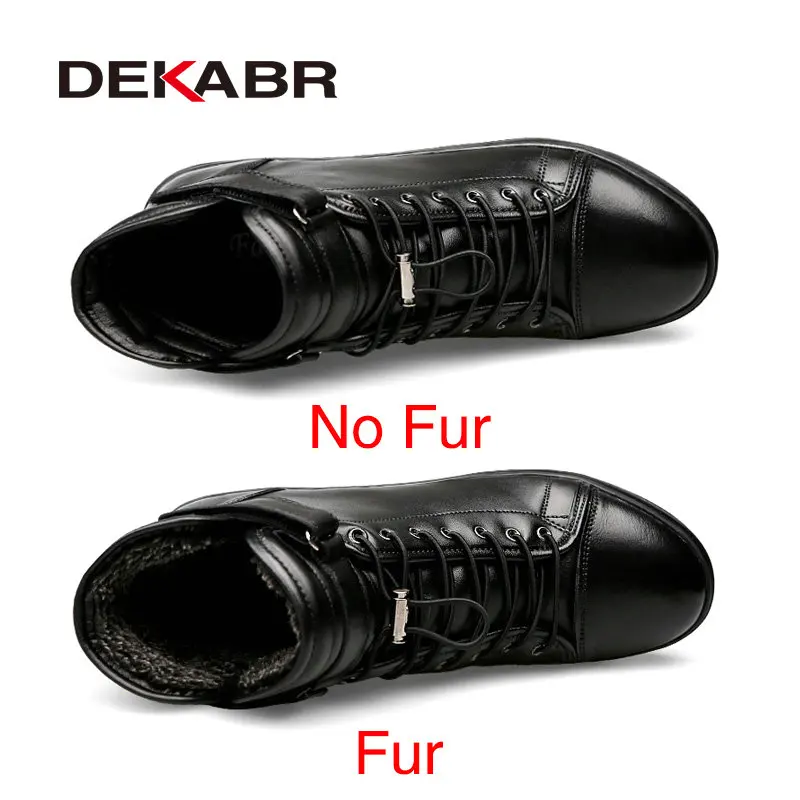 Winter Snow Boots Men Boots DEKABR Genuine Leather Handmade Men Winter Fur Comfortable Motorcycle Size 38~48