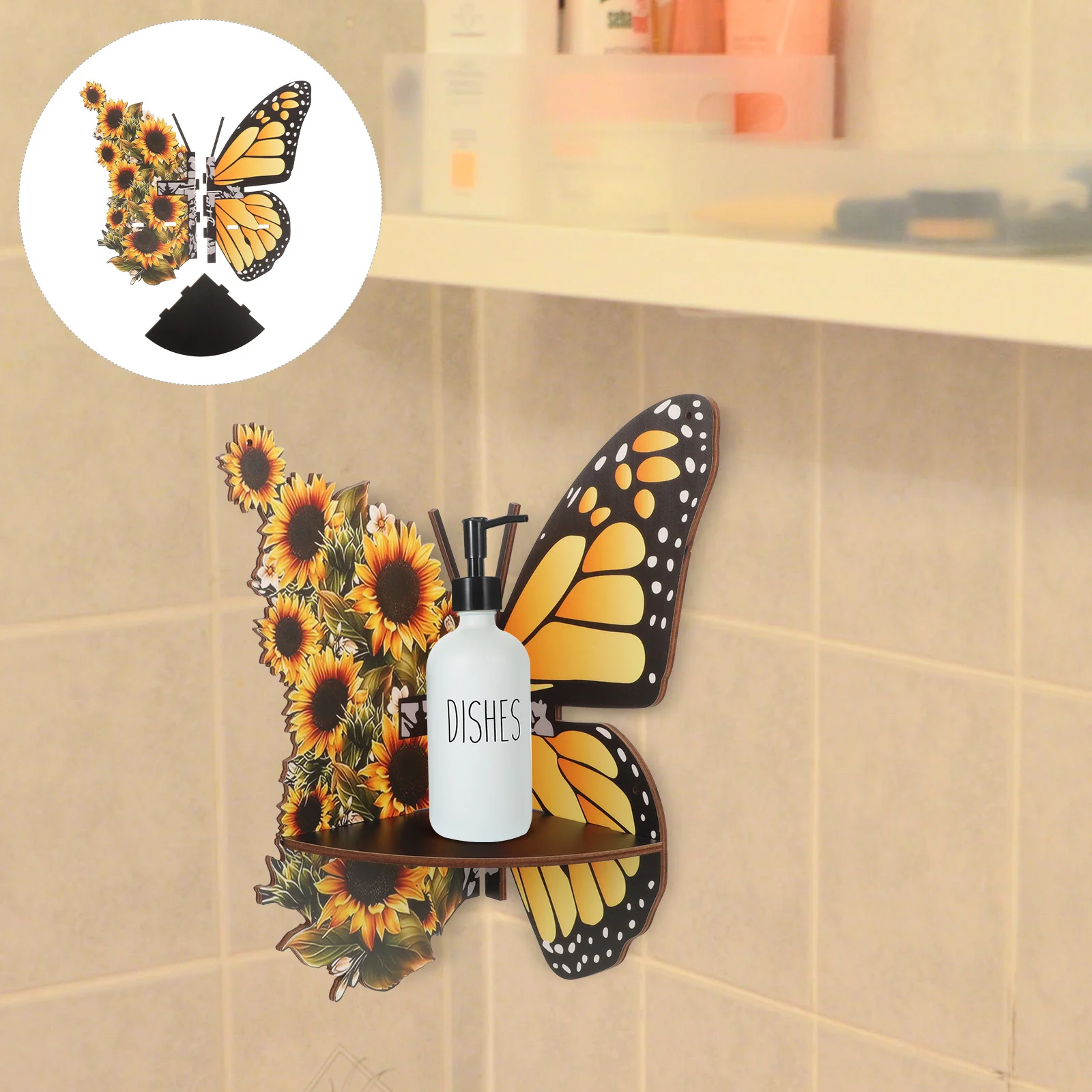 

Wood Floating Shelf Wall Mounted Corner Shelf Decorative Wall Shelf Bathroom Storage Shelf