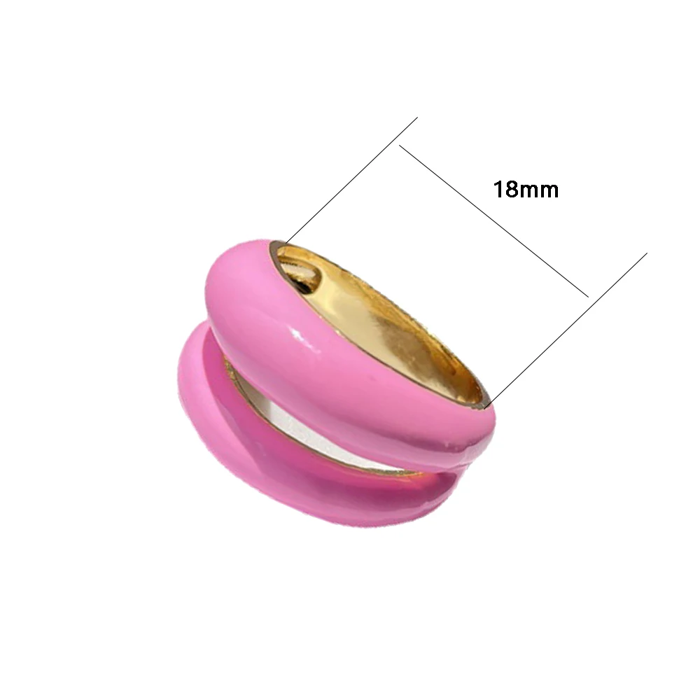 TAAICIU Baby Pink Ring Y2K Trendy Girl Ring Alloy Gilded Thick Finger Ring Fashion Jewelry
