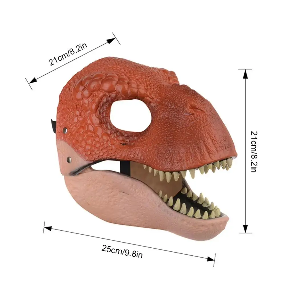 Moving Jaw Halloween Dinosaur Mask Cosplay Props Hard Plastic Dinosaur Headgear Funny Open Mouth Raptor Dino Mask for Party