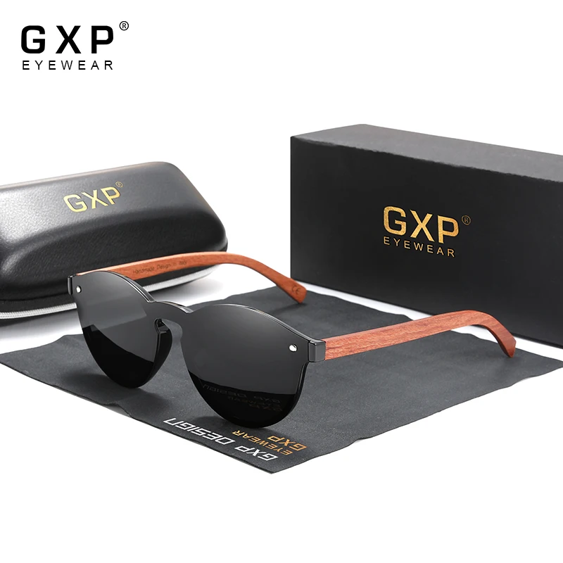 GXP 남성용 천연 나무 선글라스, 편광 안경, 나무 패션 선글라스, 휴일 레저 안경