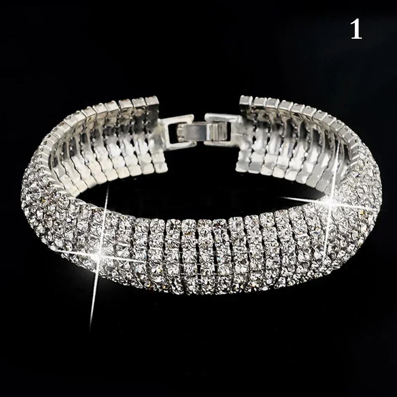 Women Summer Fashion Charm Crystal Rhinestone Cuff Bracelet Bangle Jewelry Gift Hot Sale Accessories Creative Birthday Gifts