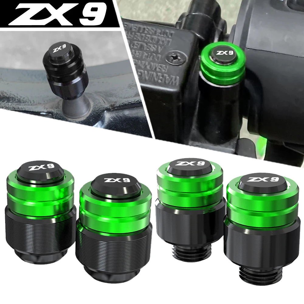 

FOR KAWASAKI ZX9 ZX-9 ZX 9 1994 1995 1996 1997 CNC Motorcycle Rearview Mirror Plug Hole Screw Cap & Tire Valve Stem Caps Cover