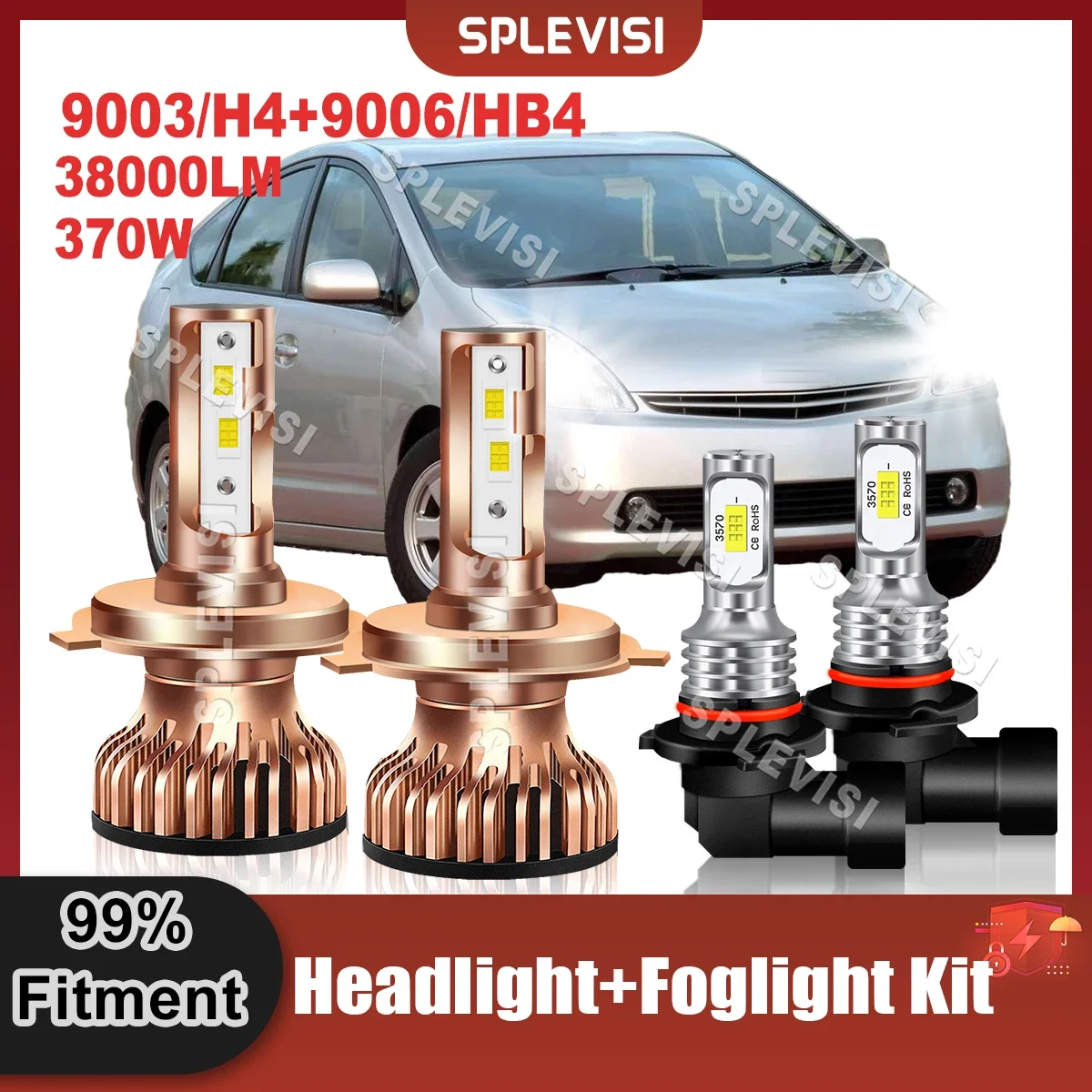 

12x CSP Chips LED Headlight H4/9003 High Low Beam 9006 Foglight Kit Replace For Toyota Prius 2004 2005 2006 2007 2008 2009