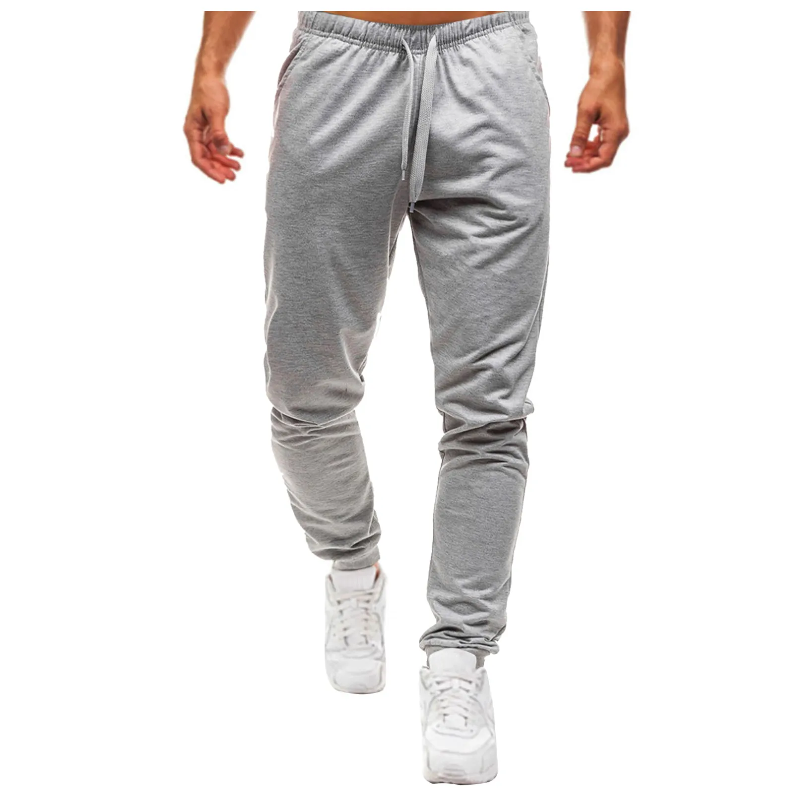 Spring Autumn Solid Color Men Casual Pants Lace-Up Sports Soft Baggy Sweatpants Man Trousers Y2k Clothes Gym Work Pantalones