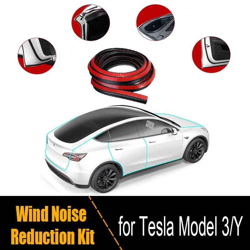 For Tesla Model 3 Y S Door Seal Sunroof Seal Wind Noise Reduction Kit