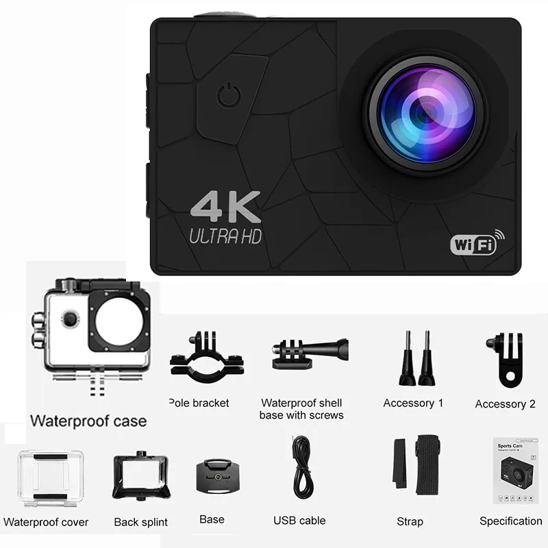 Action camera 4k Ultra Remote control IP68 sport cam for Diving 1080p Camera WlFl 120° H.264 Selfie Photograph for Android lOs