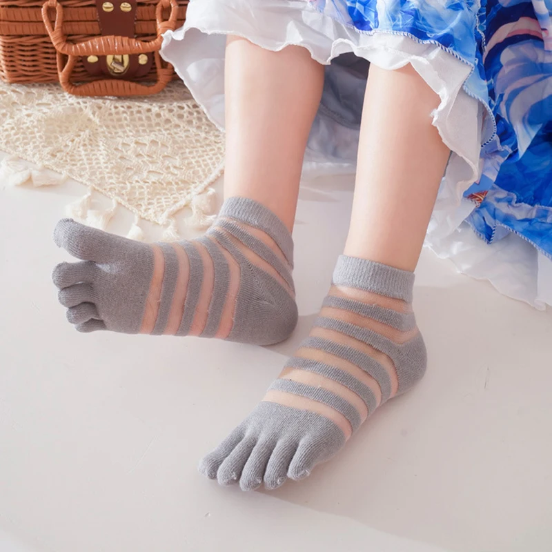 Summer Mesh Cotton Korean Japanese Style Cartoon Cute Five Finger Socks Kids Boys Girls Children Breathable Five Toe Root Socks