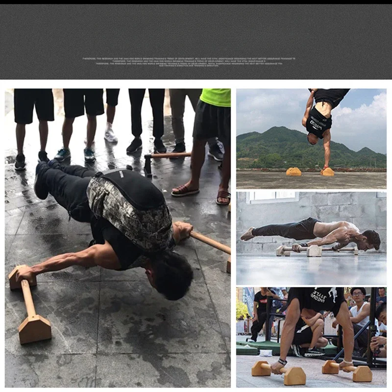 Unisex Carbonized Wooden Push-Up Stands Home Fitness Portable Durable Gym Equipment