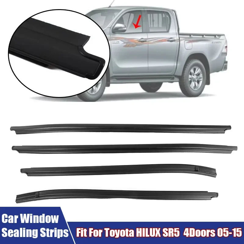 Car Accessories Door Window Glass Moulding Trim Weatherstrip Rubber Seal Belt Fit For Toyota HILUX SR5 Four Doors 2005-2015