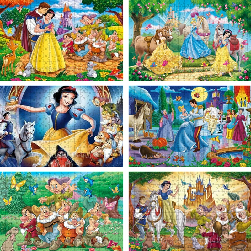 

Snow White and The Seven Dwarfs Jigsaw Puzzle Disney Cartoon Princess Wooden Puzzles Adult Decompression Toys Kids Handmade Gift