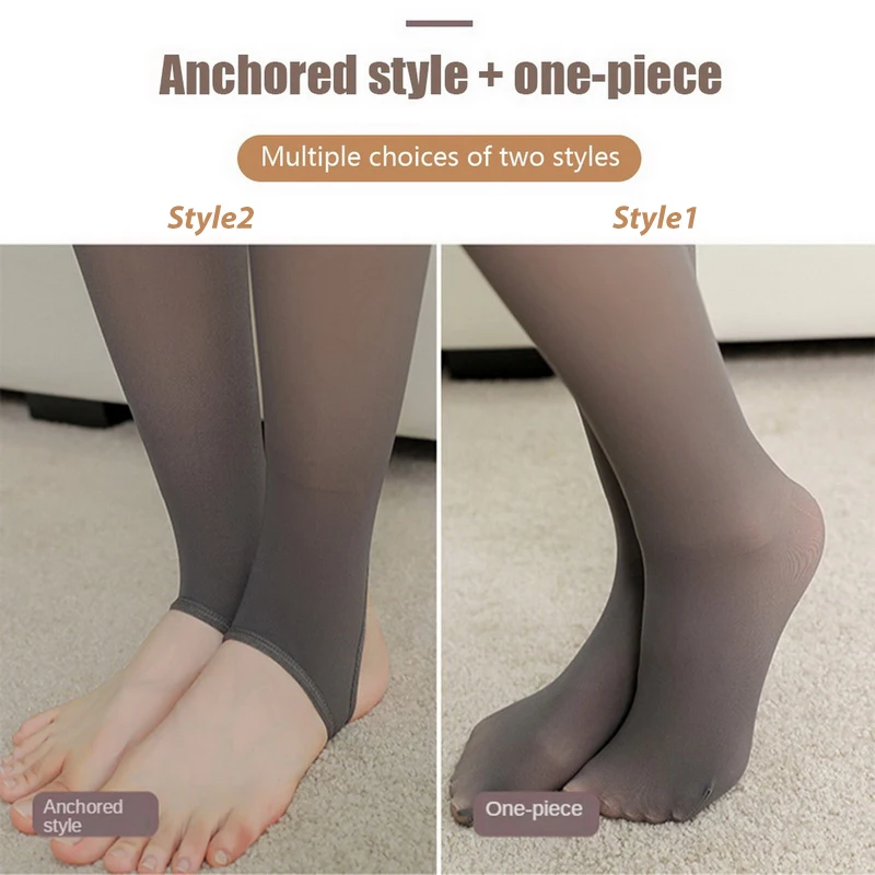 Women Tights Translucent Winter Warm Leggings Fleece Pantyhose