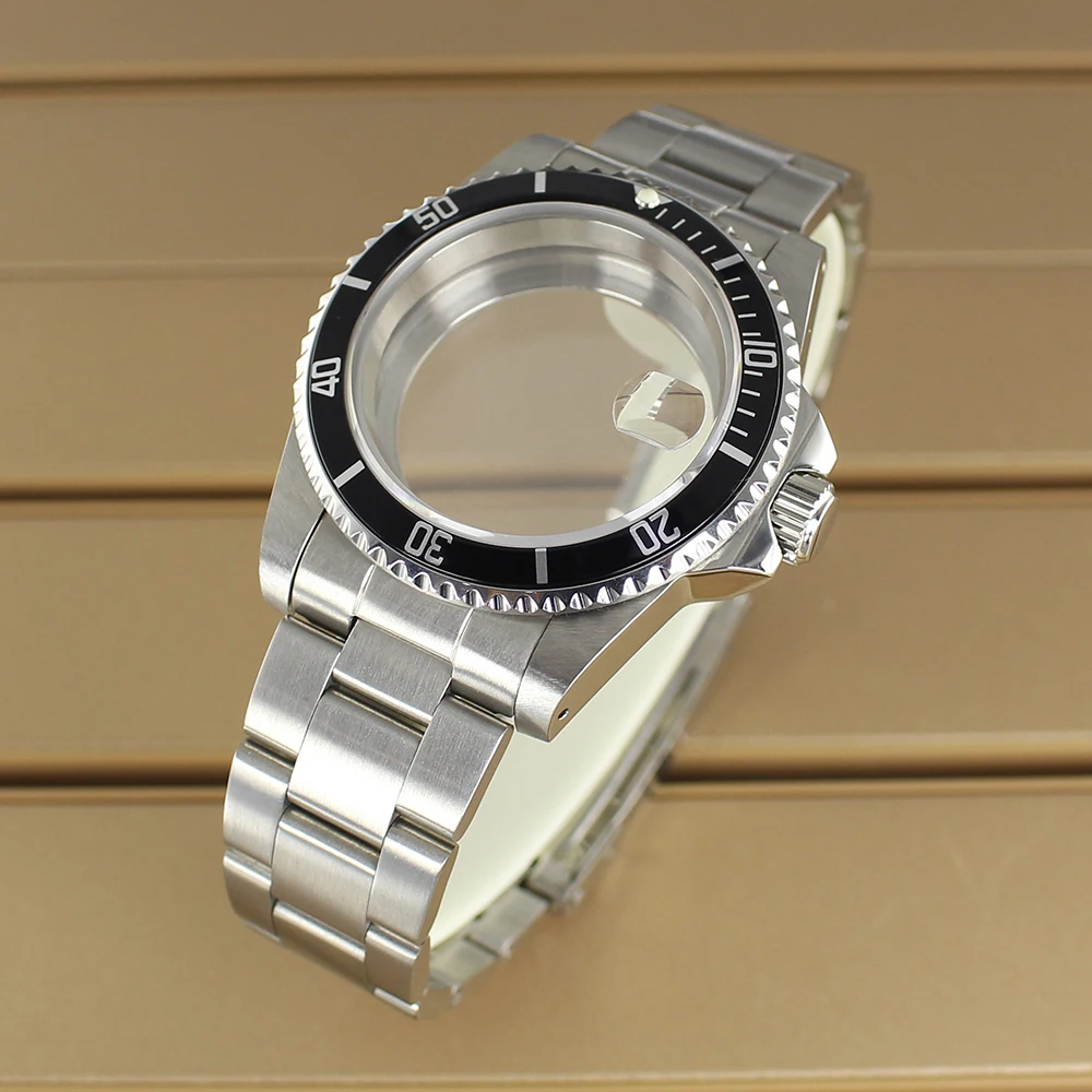 Vintage Gehäuse 38MM Herrenuhr Gehäuse Armband Zubehör Saphir für NH35 NH36NH34 4R36 Uhrwerk Unidirektionale Lünette für Retro SUB – Detail 1