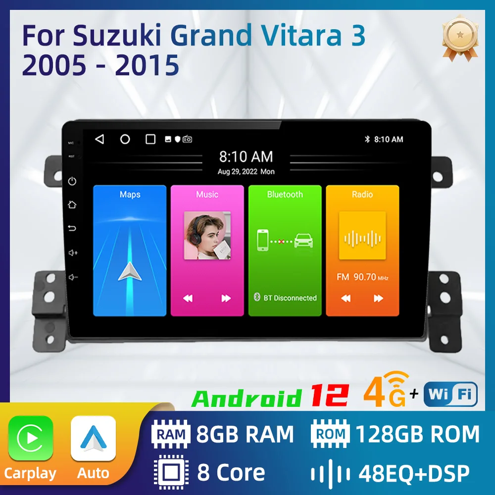 Car Radio For Suzuki Grand Vitara 2005 - 2015 Android Car Multimedia Player Carplay Auto GPS Navigation Touch Stereo 2 Din FM 1