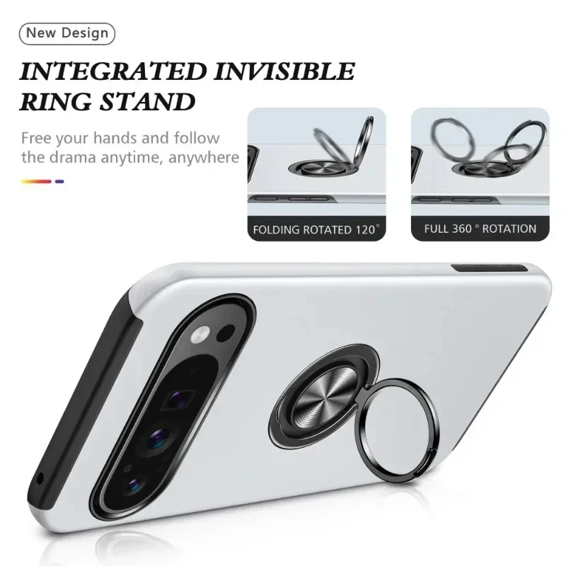 Magnetic Ring Holder Phone Case with Kickstand - Hard Shell Shockproof Cover
