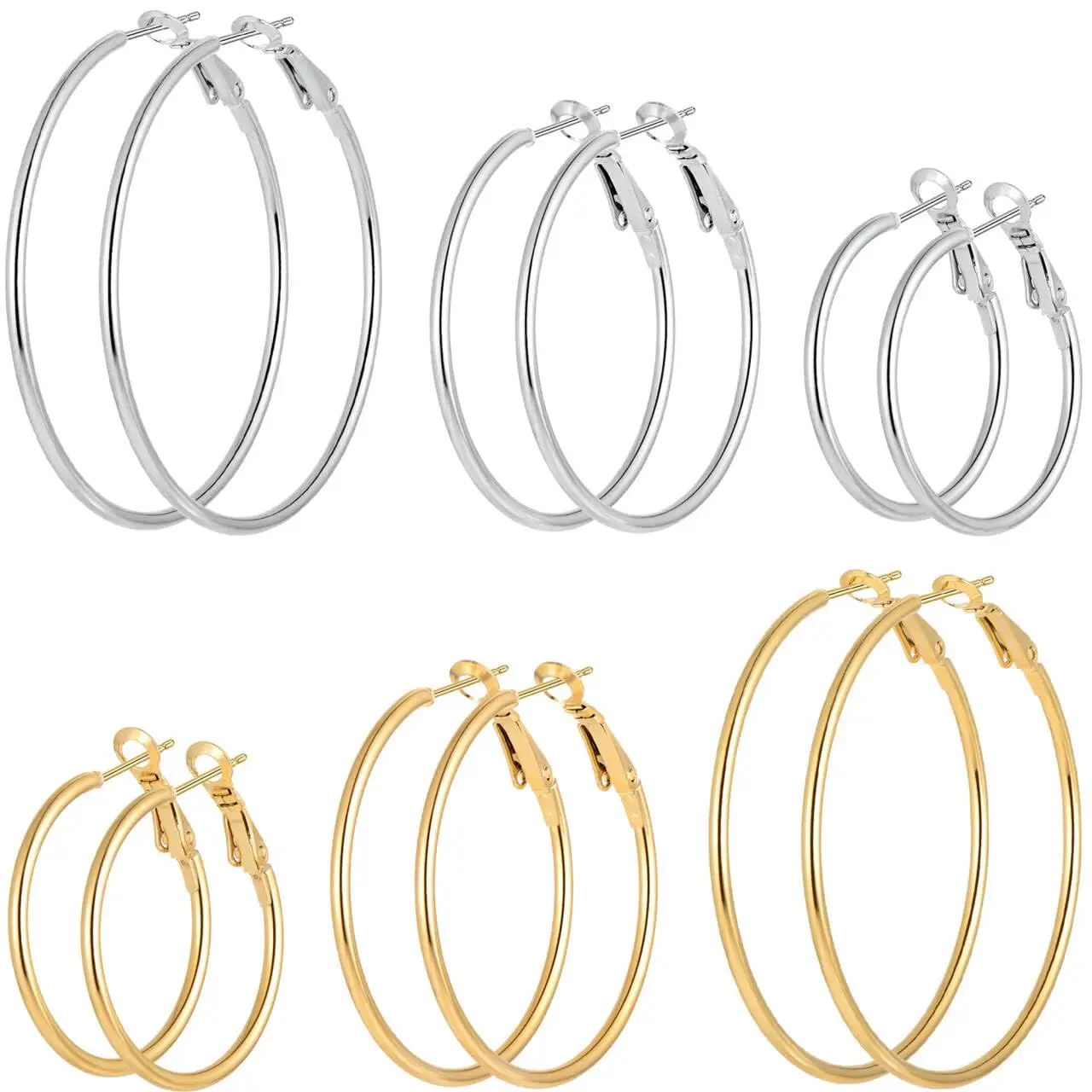 Set de 3 Pares de Aros de Acero Inoxidable