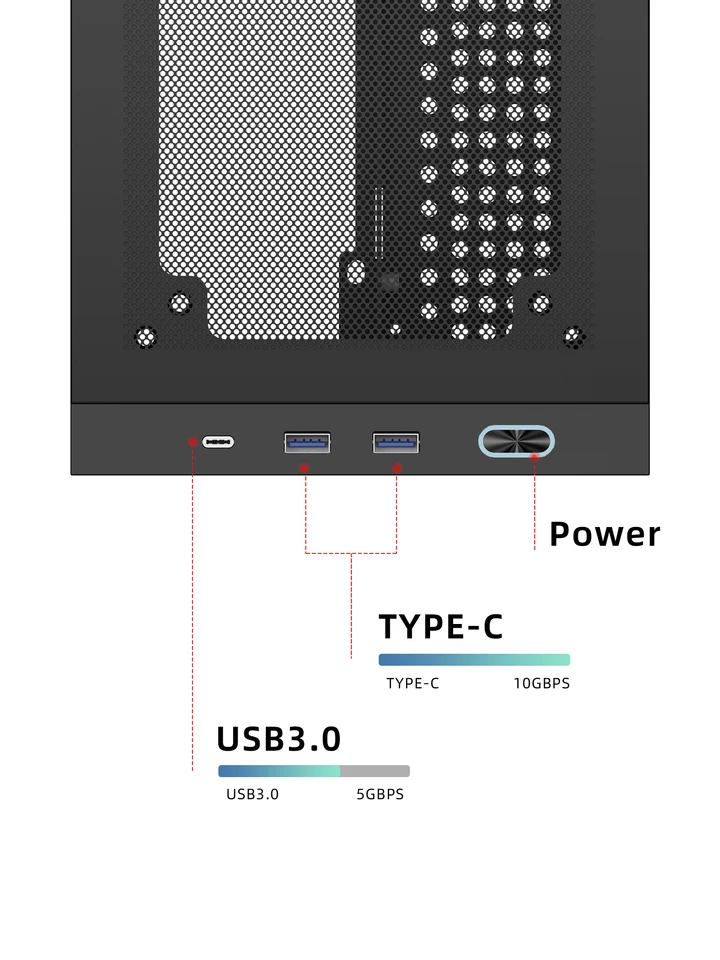 ShinySnake L400 Mesh ITX Case: 12.1L, 350mm GPU, ATX PSU, PCIe