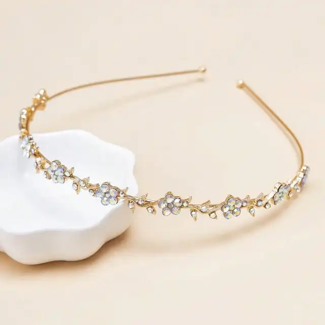 Diadema de diamantes de imitación de flores para mujer, tocado para el cabello - Imagen 2