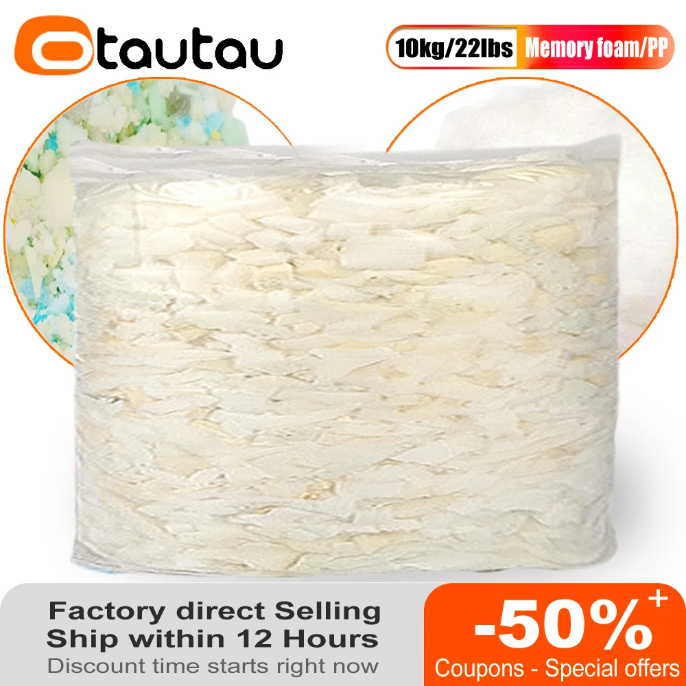 OTAUTAU 25lbs 11kg 500L Shredded Memory Foam Cotton Pouf Filling