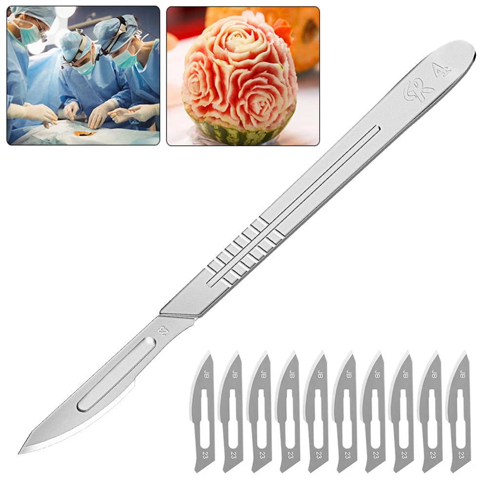 Carving Knife 50/100pcs 5/10bags Metal Engraving Blades Knifes Wood Carving Knife DIY Fruit Food Scalpel Craft Sculpture Cutting Tool 11# 23#