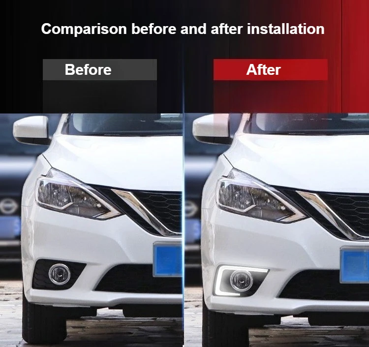 For Nissan Sentra 2016-2024 Car Led Daytime Running Light Front Bumper Fog Lamp DRL Yellow Dynamic Turn Signal Accessories detail image 3