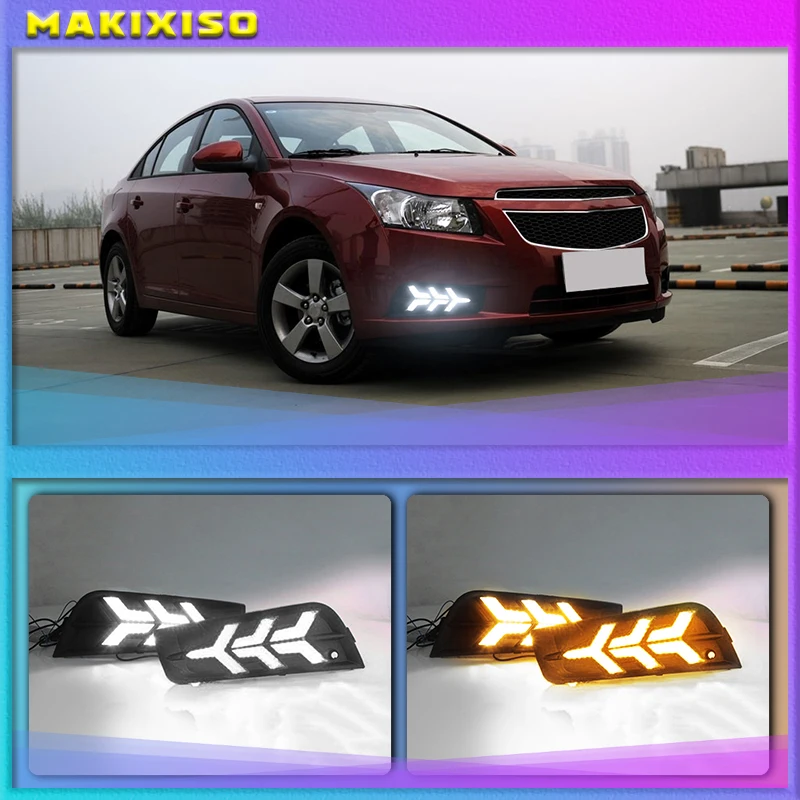 

DRL Daytime Running Light fog lamp cover with yellow turn signal For chevrolet cruze 2009 2010 2011 2012 2013 2014