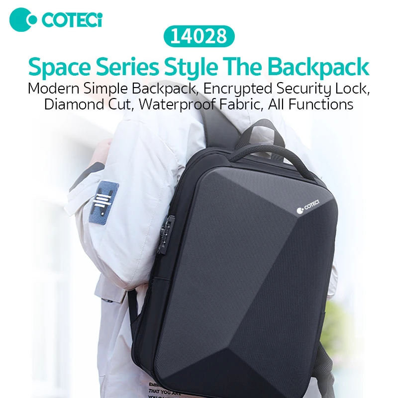

Рюкзак COTECi из ЭВА с твердым корпусом, высококачественный деловой рюкзак для отдыха, сумка для игровых книжек 15,6 дюйма с замком, водоотталкивающая сумка